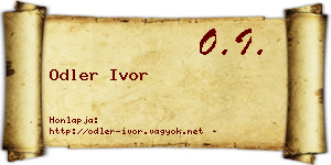 Odler Ivor névjegykártya